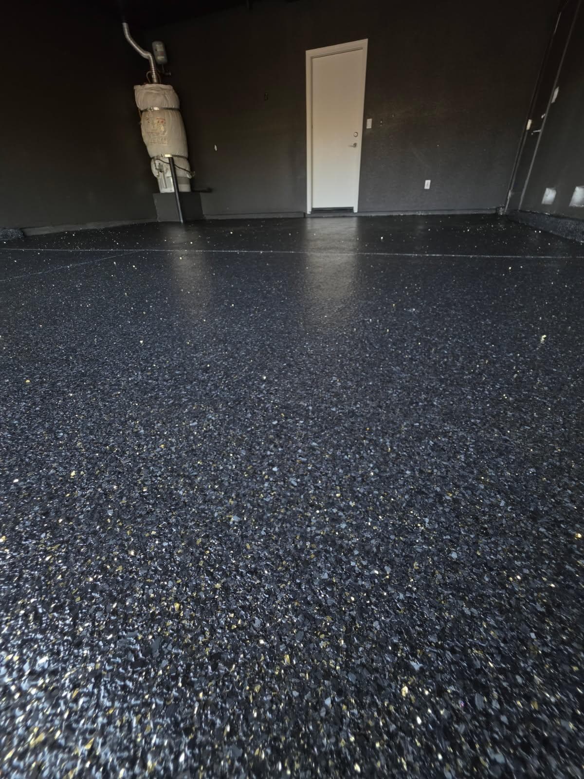 Carbon and Gold Flake Epoxy Garage Floor in Roseville image