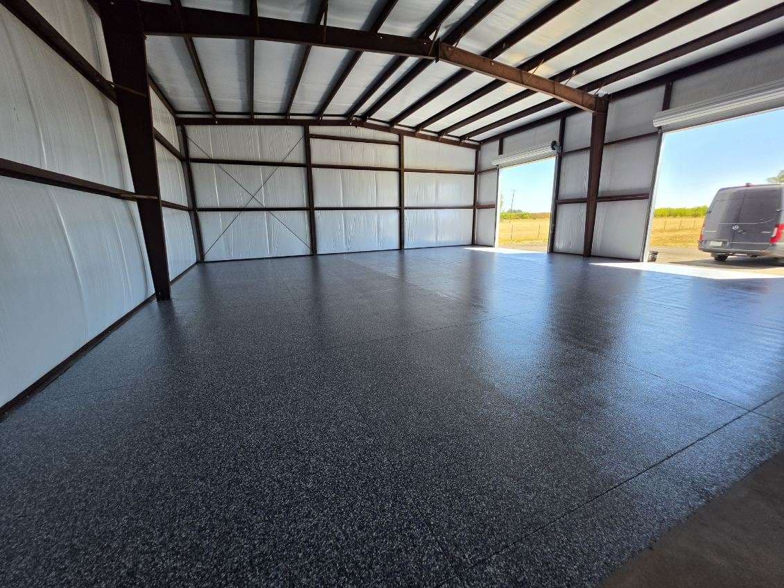 2,550 Sq Ft Shop Floor Coated with Flake Epoxy in Lodi CA image
