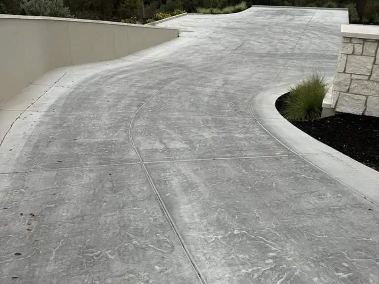Freshly sealed concrete driveway